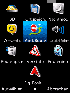 Nokia Maps Navigationsmenü