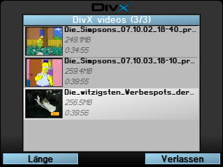 Video-Auswahl - DIVX-Player