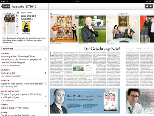 Die Zeit Auf dem iPad: Originalansicht
